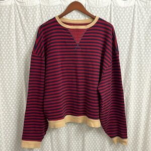 Free People Classic Striped Oversized Crewneck Nautical Combo Size Small